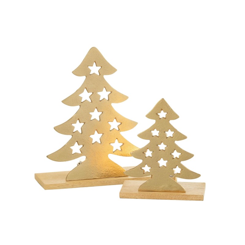 SAPIN Bougeoir bois/metal doré