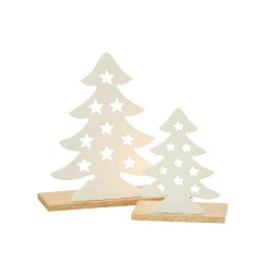 SAPIN Bougeoir bois/metal blanc