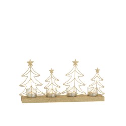 Bougeoir multi sapins paillettes Or
