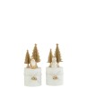 Pere Noel/Bonhomme De Neige Sur Pied Rond Bois Blanc/Or