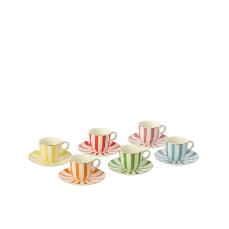 Alberto Boite De 6 Tasse + Sous-Tasse Porcelaine Multi Small