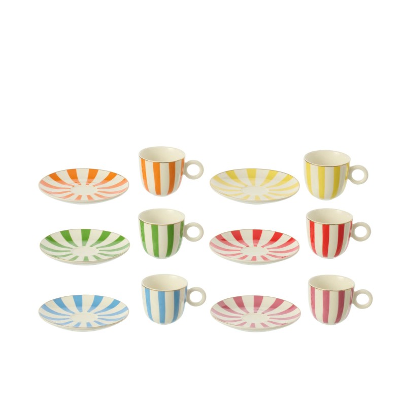 Alberto Boite De 6 Tasse + Sous-Tasse Porcelaine Multi Small