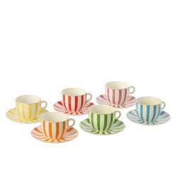 Alberto Boite De 6 Tasse + Sous-Tasse Porcelaine Multi Large