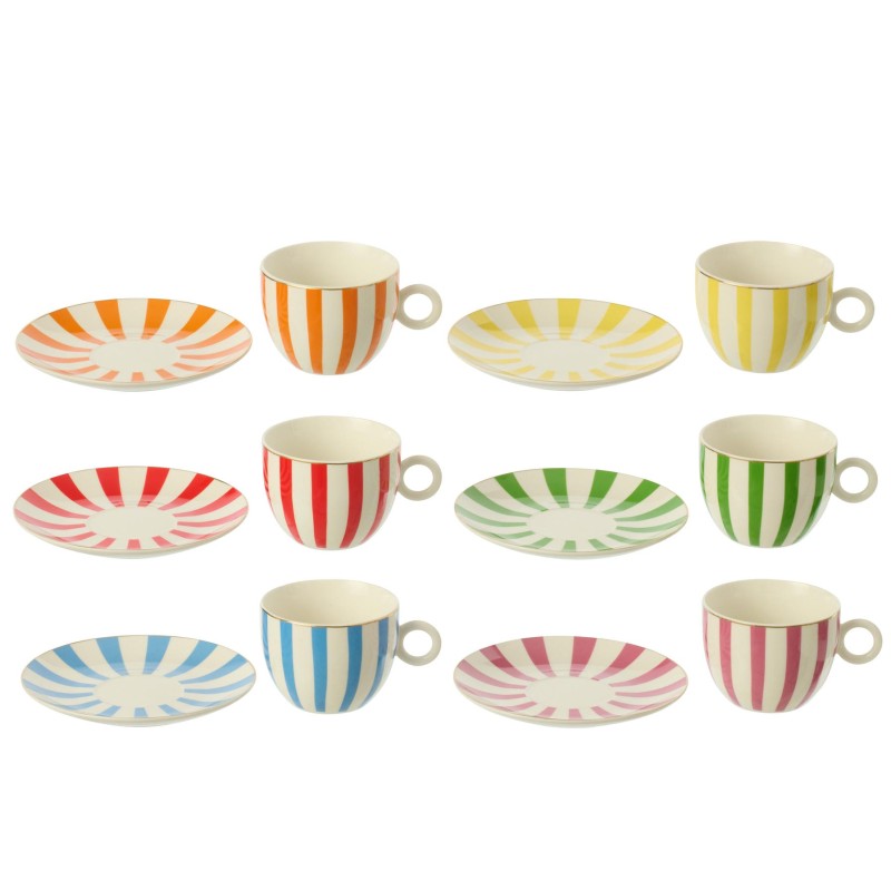 Alberto Boite De 6 Tasse + Sous-Tasse Porcelaine Multi Large