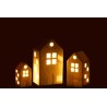 Maisons en porcelaine LED S/3 Blanches