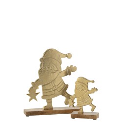 Père Noël sur pied metal or
