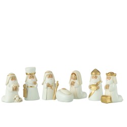 Crèche Multi Pièces en résine Blanc/Or