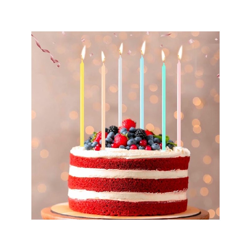 Bougies longues anniversaire S/6 Multicolor