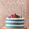 Bougies longues anniversaire S/6 Argentées