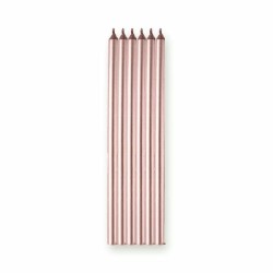 Bougies longues anniversaire S/6 Rose métalisé