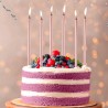 Bougies longues anniversaire S/6 Rose métalisé