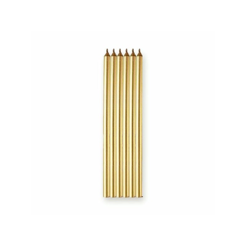 Bougies longues anniversaire S/6 Dorées
