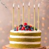 Bougies longues anniversaire S/6 Dorées