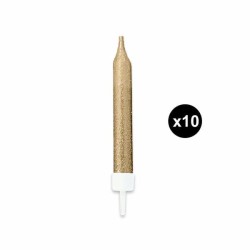 Bougies courtes anniversaire S/10 Or