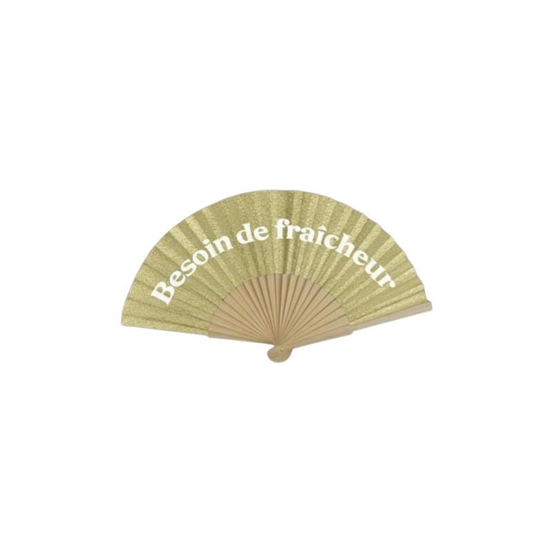 Éventail à Paillettes Beige – Besoin de Fraîcheur