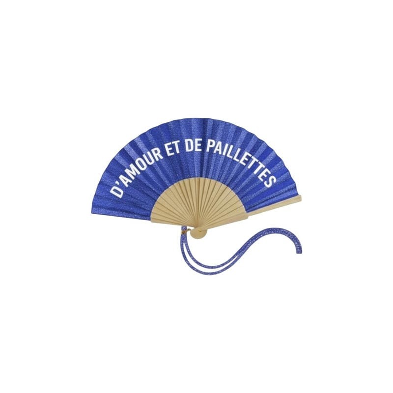 Éventail à Paillettes Bleu – D'amour et des pailletes