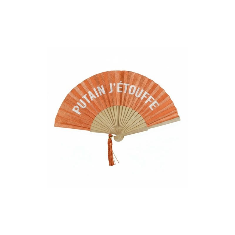 Éventail à Paillettes Orange – Putain j'étouffe