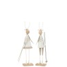 Statuettes Rennes à Ski beige/Blanc