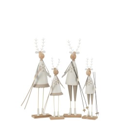 Statuettes Rennes à Ski beige/Blanc