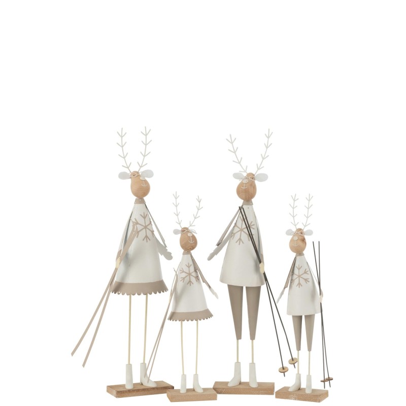 Statuettes Rennes à Ski beige/Blanc