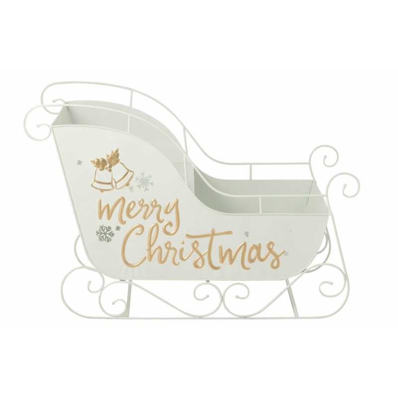 Traîneau de Noël XXL Métal Blanc Doré J-Line 120 cm | Carredesse