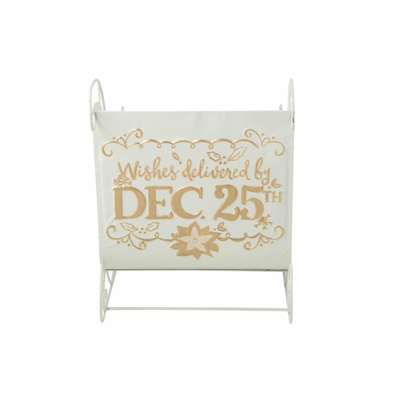 Traîneau de Noël XXL Métal Blanc Doré J-Line 120 cm | Carredesse