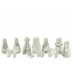 Crèche de Noël 11 Pièces Blanc Noir J-Line | Carredesse
