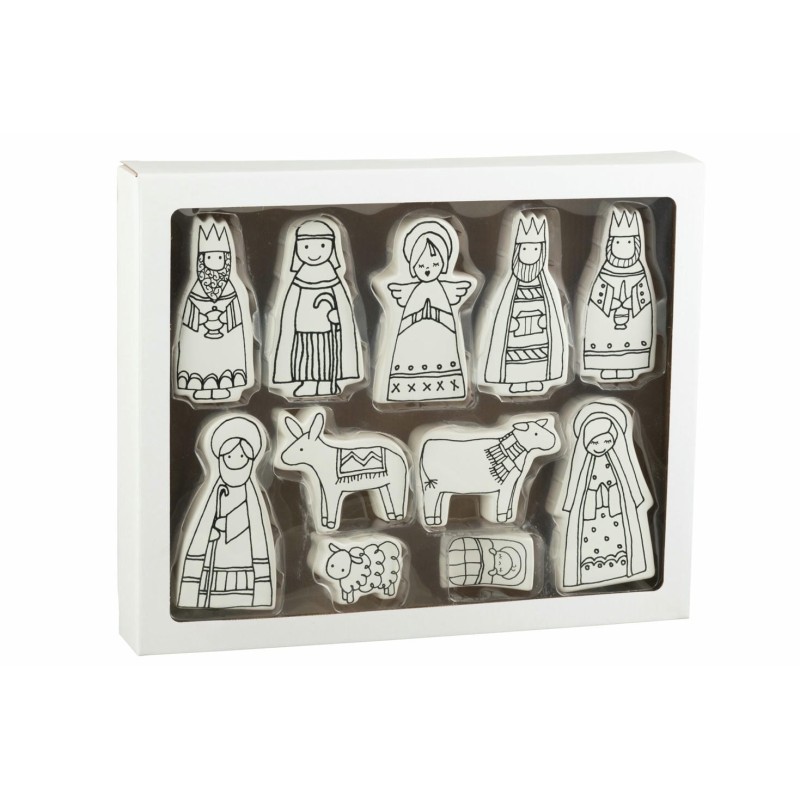 Crèche de Noël 11 Pièces Blanc Noir J-Line | Carredesse