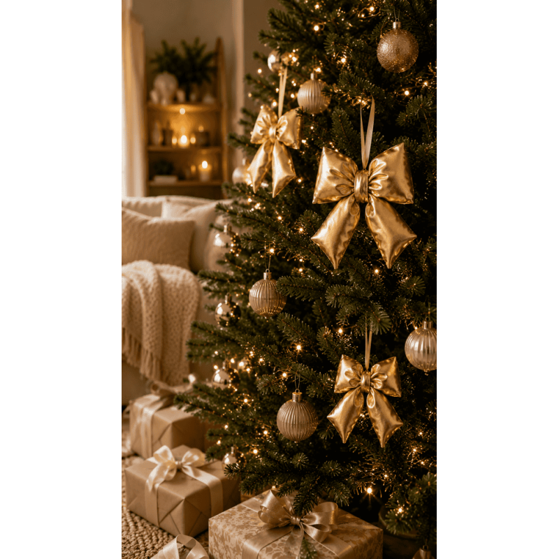 Suspension Nœud Doudoune Doré J-Line | Déco Noël Carredesse