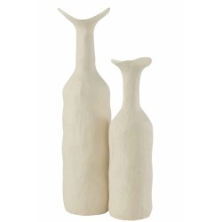 Vase Agra Beige & Crème J-Line | 2 Tailles | Carredesse