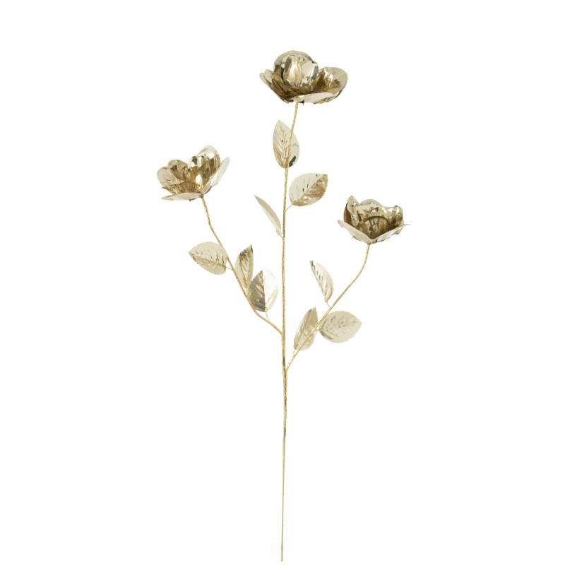 Branche 3 Roses eternelles metal or