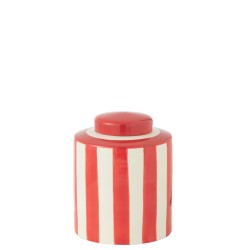 Zelie Urne lignée en porcelaine Rouge/Blanc