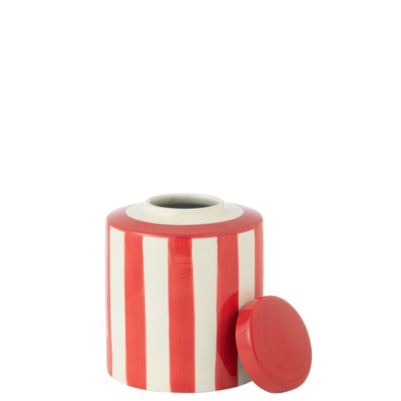 Zelie Urne lignée en porcelaine Rouge/Blanc