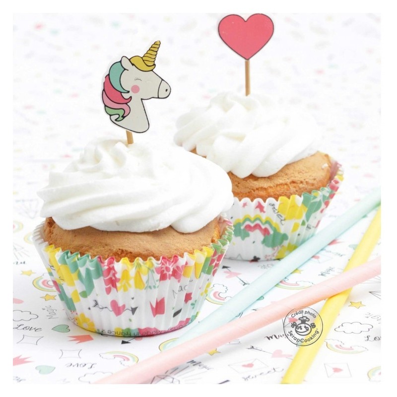 Set de 24 caissettes et toppers LICORNE
