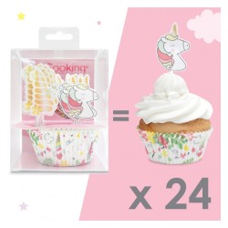 Set de 24 caissettes et toppers LICORNE