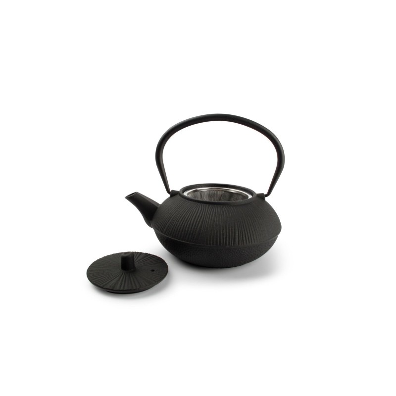 MY TEA Théière à lignes Noir Noir Large