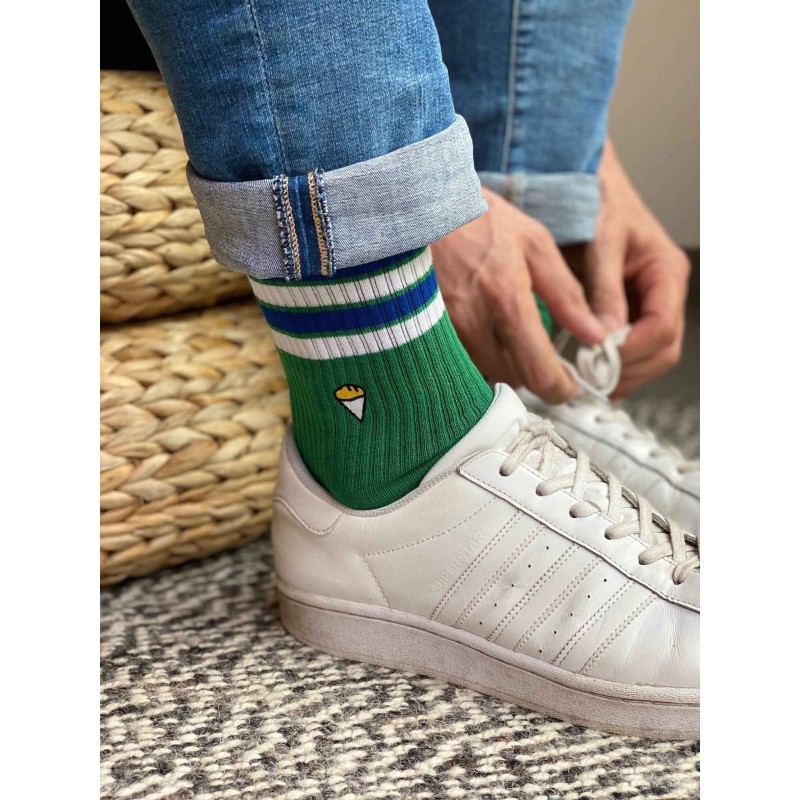 MONIQUE chaussette vertes lignées