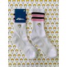 HELENE Chaussettes blanches lignées rose