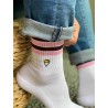 HELENE Chaussettes blanches lignées rose