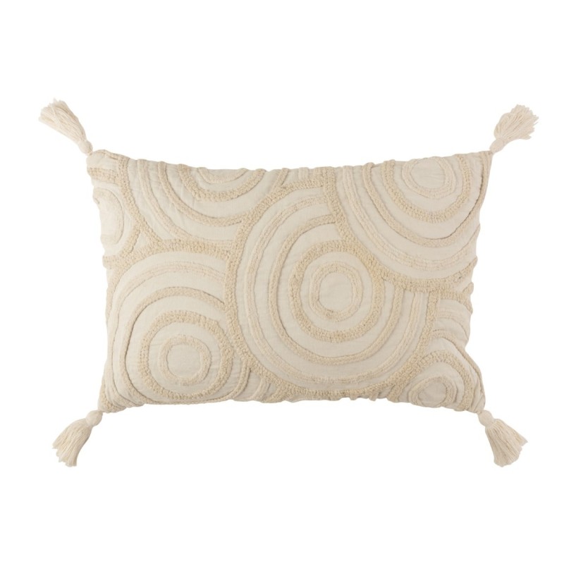 Coussin Cercles Coton Rectangulaire Blanc