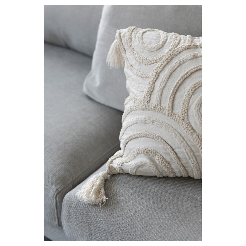 Coussin Cercles Coton Rectangulaire Blanc