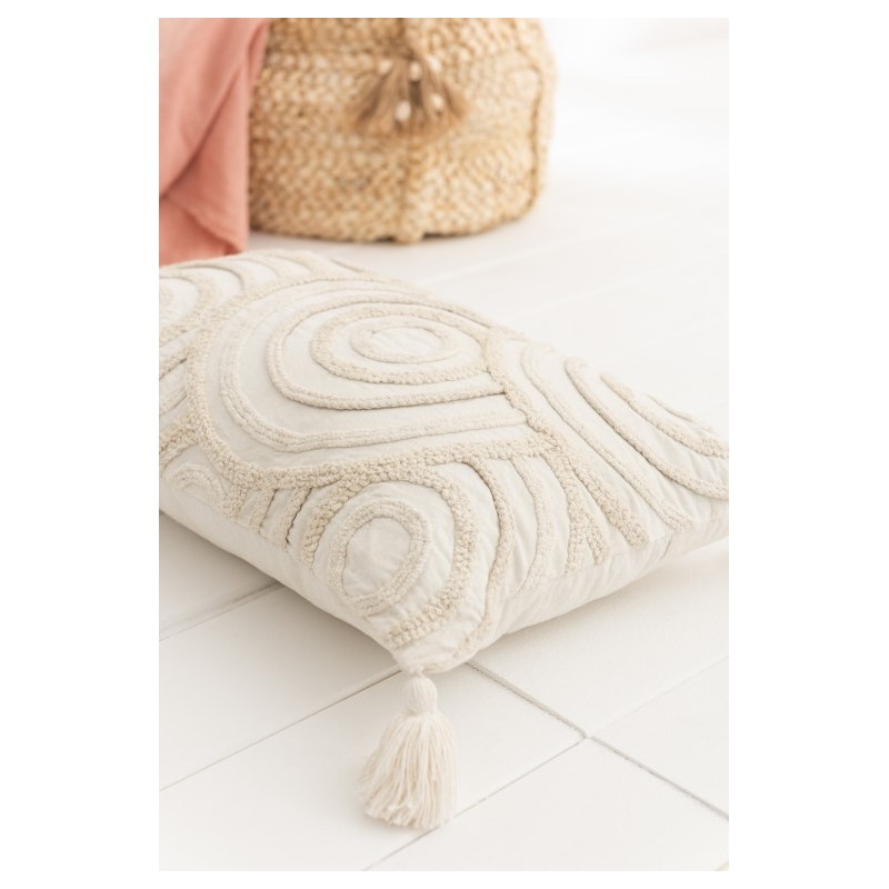 Coussin Cercles Coton Rectangulaire Blanc