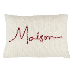 MAISON coussin tricot Blanc/Rouge
