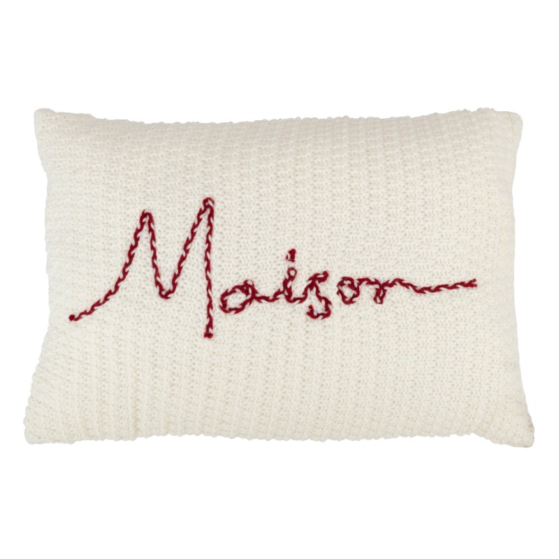 MAISON coussin tricot Blanc/Rouge