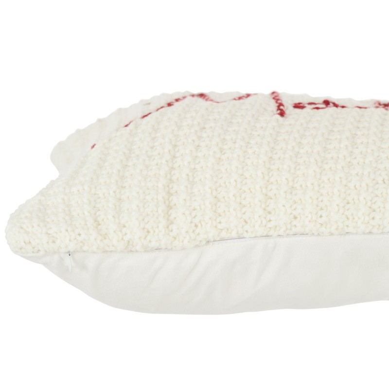 MAISON coussin tricot Blanc/Rouge