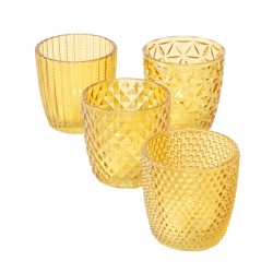 OLIVIA Set de 4 photophores structurés  Jaune
