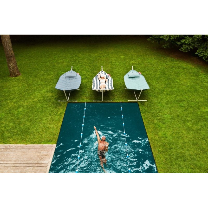 Hamac Superb Stripe Ocean Blue avec rack Light Grey