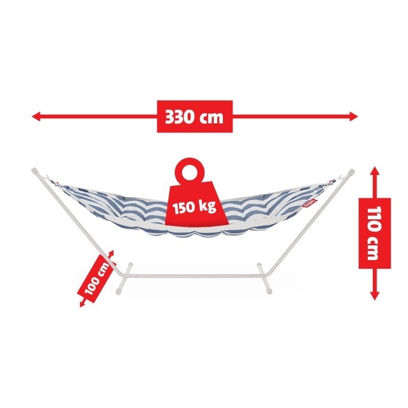 Hamac Superb Stripe Ocean Blue avec rack Light Grey