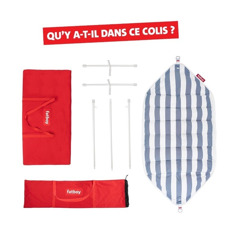 Hamac Superb Stripe Ocean Blue avec rack Light Grey