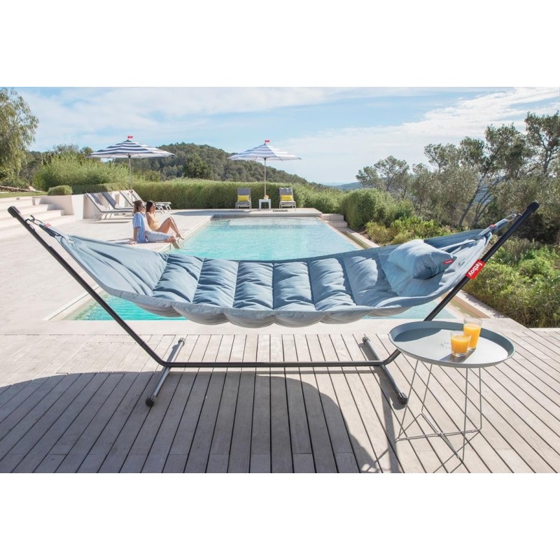 Hamac Superb Stripe Ocean Blue avec rack Light Grey